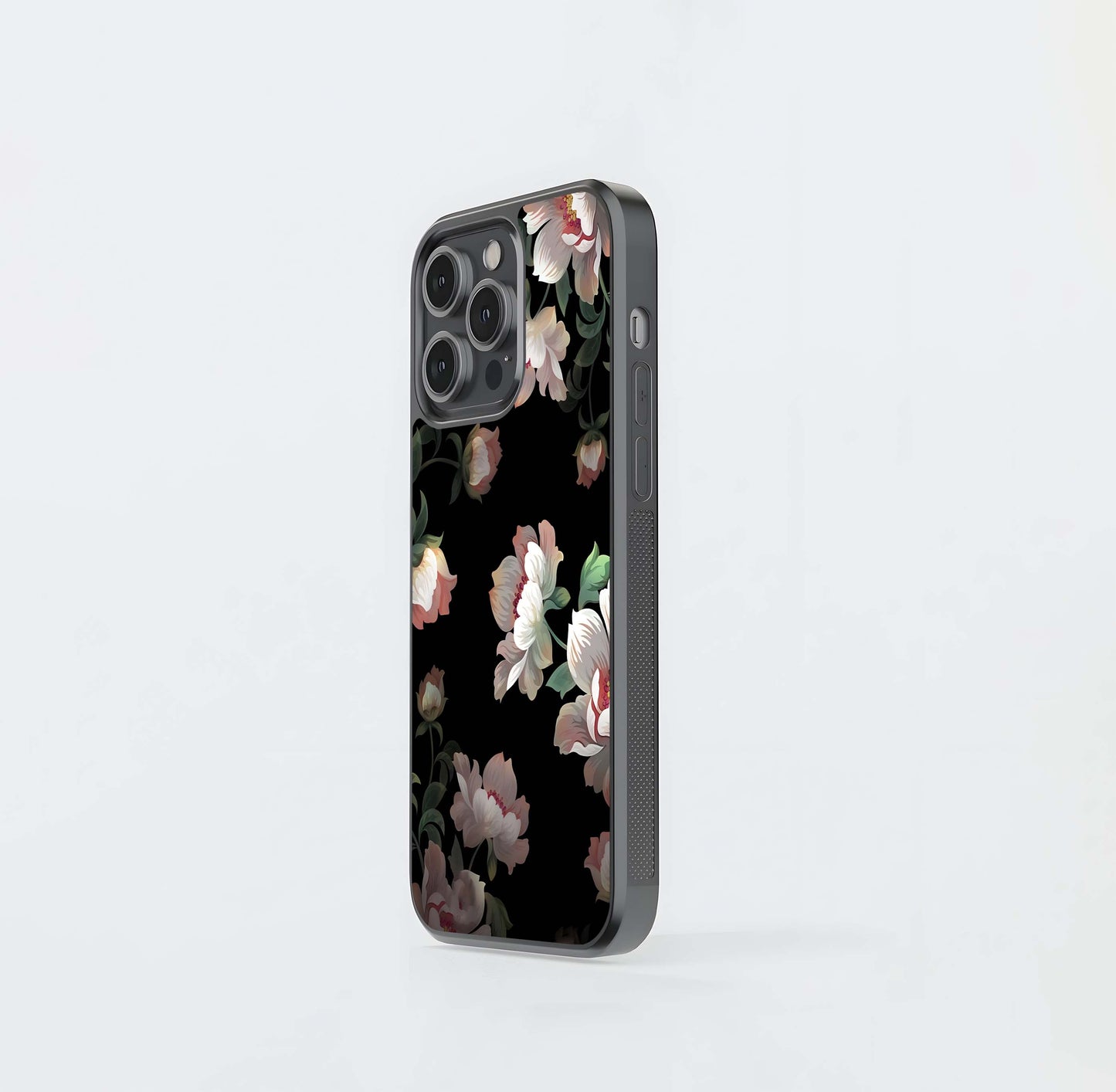 Abstract Embossed Blooming Bright Flower Glass Case