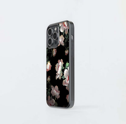 Abstract Embossed Blooming Bright Flower Glass Case