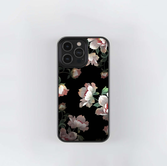 Abstract Embossed Blooming Bright Flower Glass Case