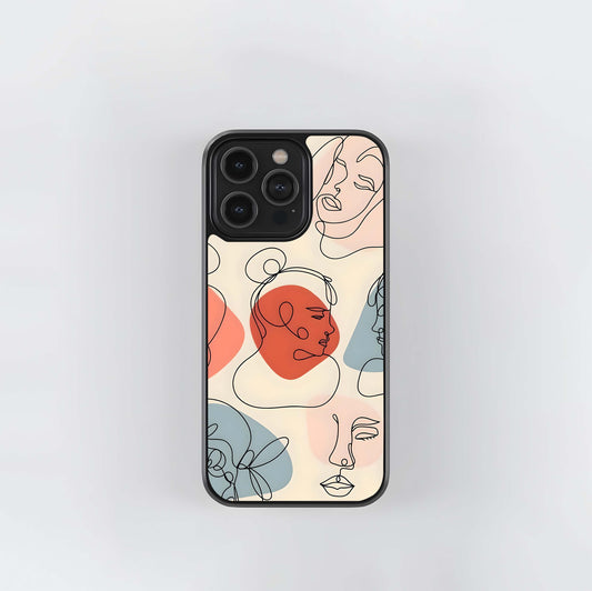 Abstract Face Art Pattern Glass Case