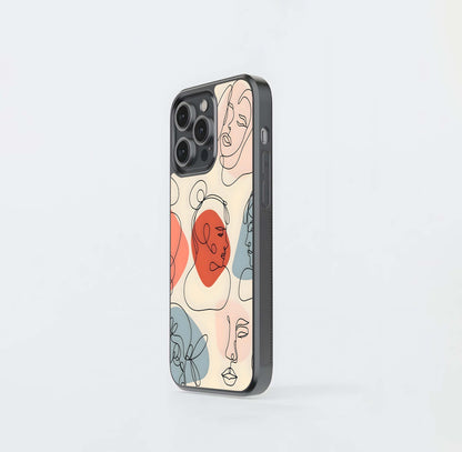 Abstract Face Art Pattern Glass Case