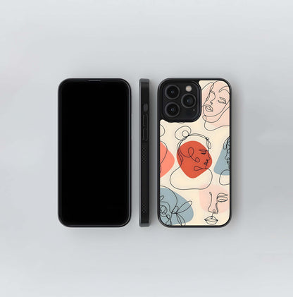 Abstract Face Art Pattern Glass Case