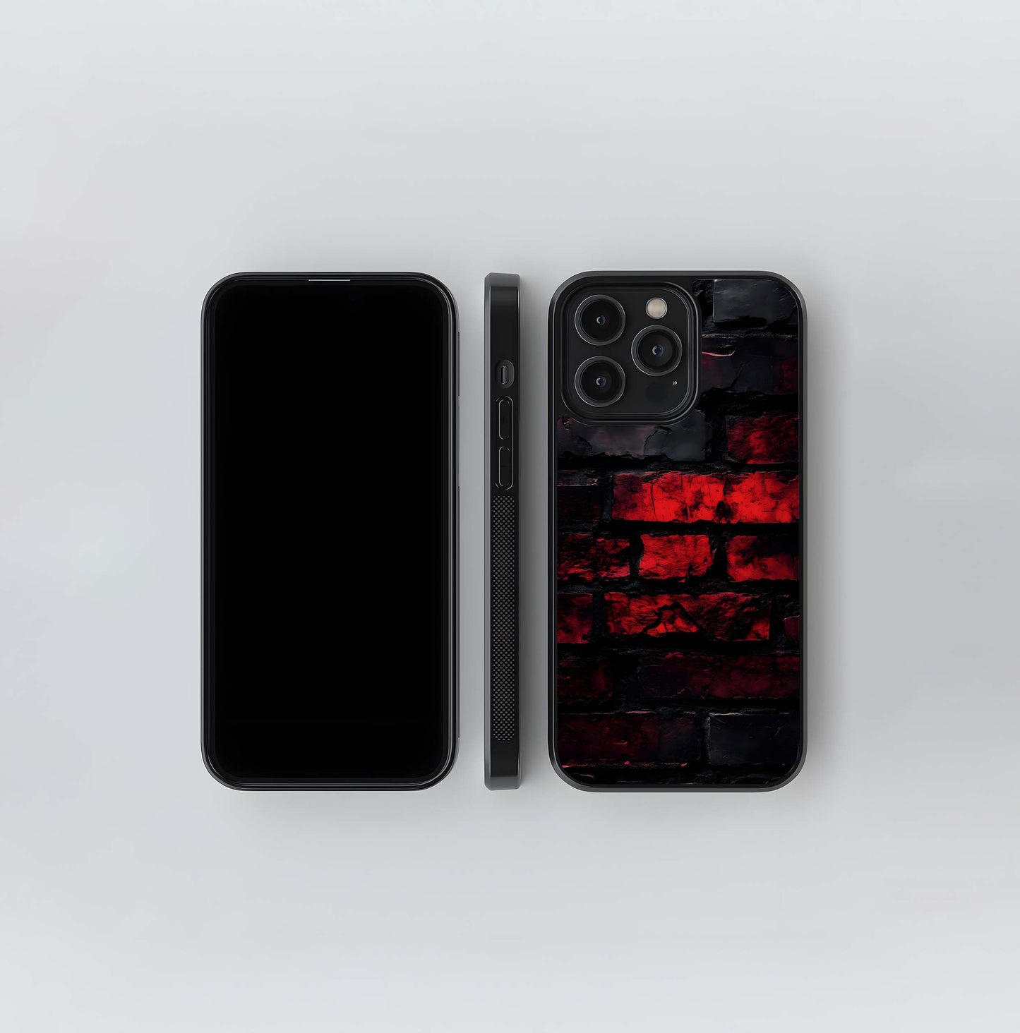 Red and Black Brick Texture Glass Case