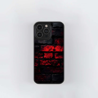 Red and Black Brick Texture Glass Case