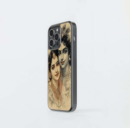 Divine Sketch of Radha Krishna Glass Case
