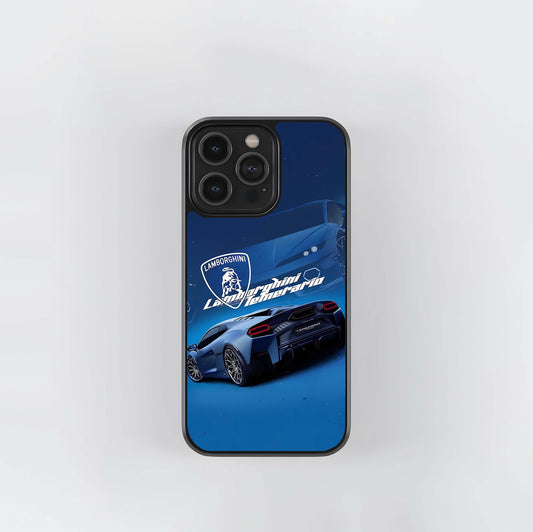 Blue Lamborghini Temerario Glass Case
