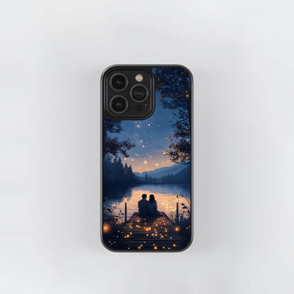 Feel the serenity of stargazing by the lake Glass Case