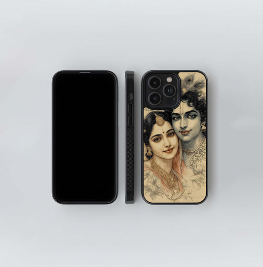 Divine Sketch of Radha Krishna Glass Case