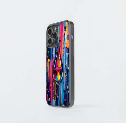 Abstract Paint Drip Flame Glass Case