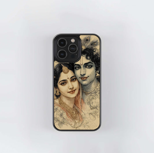 Divine Sketch of Radha Krishna Glass Case