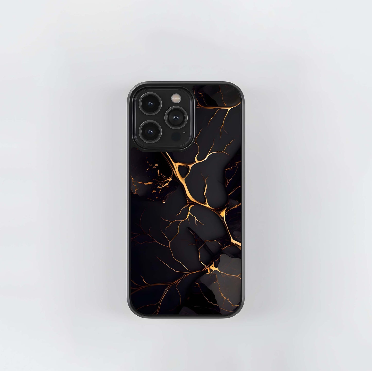 Black and Gold Veins Cracks Glass Case