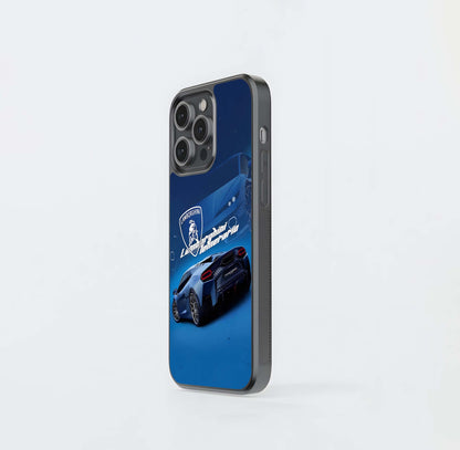 Blue Lamborghini Temerario Glass Case