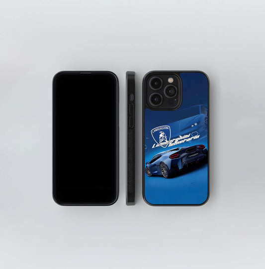 Blue Lamborghini Temerario Glass Case