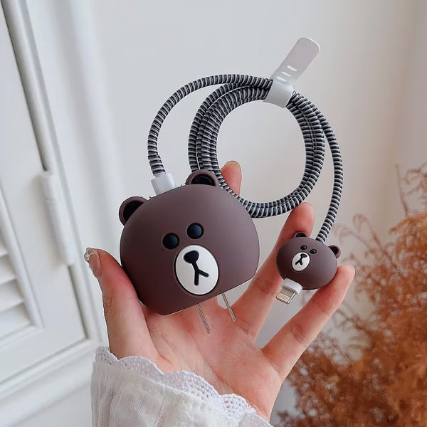 Bear-themed charger case & protector Cable APPLE IPHONE SILICON CASE Cute and functional accessory for your charger