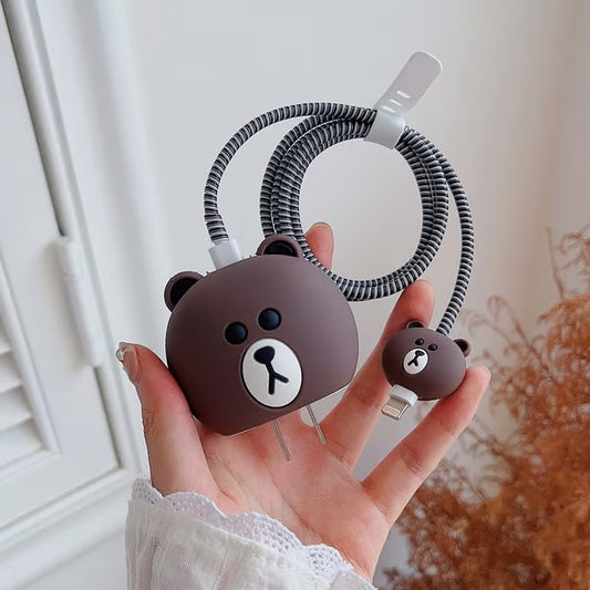 Bear-themed charger case & protector Cable APPLE IPHONE SILICON CASE Cute and functional accessory for your charger