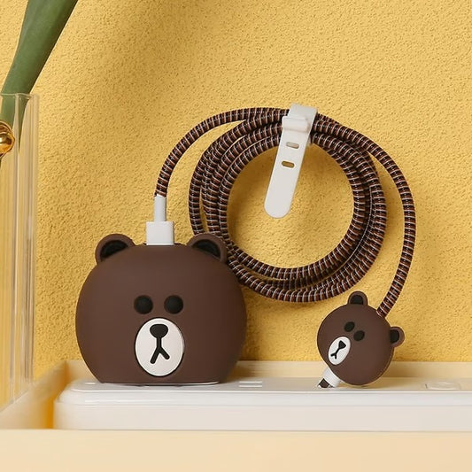 Bear-themed charger case & protector Cable APPLE IPHONE SILICON CASE Cute and functional accessory for your charger