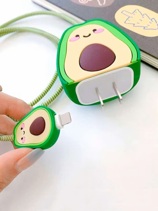 Avocado charger case & protector Cable APPLE IPHONE SILICON CASE Cute and Fun Avocado-Themed Cable