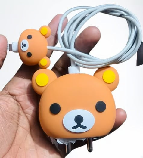 Bear-themed charger case & protector Cable APPLE IPHONE SILICON CASE Cute and functional accessory for your charger