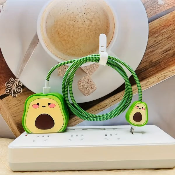 Avocado charger case & protector Cable APPLE IPHONE SILICON CASE Cute and Fun Avocado-Themed Cable