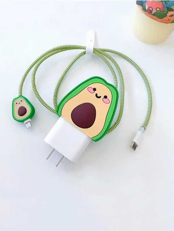 Avocado charger case & protector Cable APPLE IPHONE SILICON CASE Cute and Fun Avocado-Themed Cable