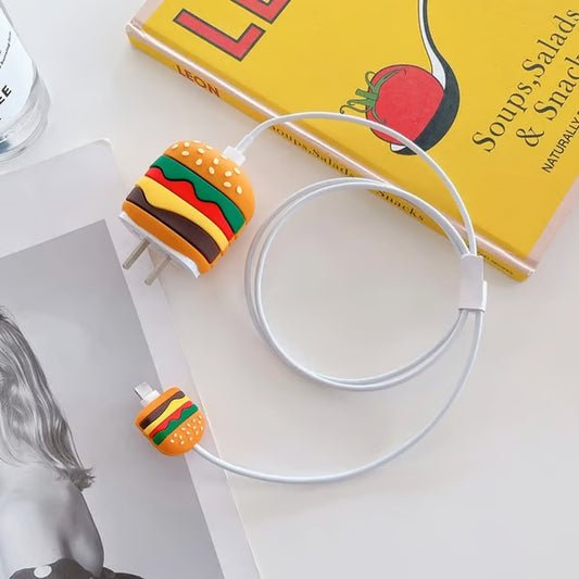 Burger-Themed charger case & protector Cable APPLE IPHONE SILICON CASE Fun and quirky design for your charging needs