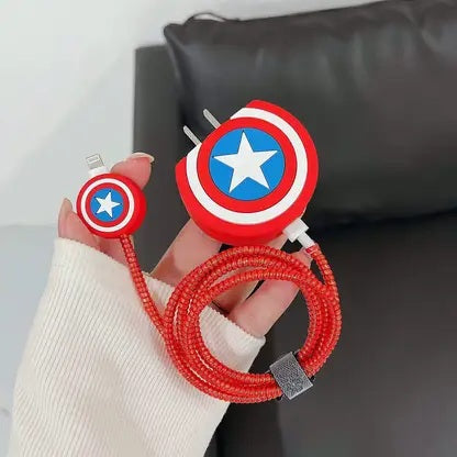 Captain America charger case & protector Cable APPLE IPHONE SILICON CASE Stylish and durable USB charger