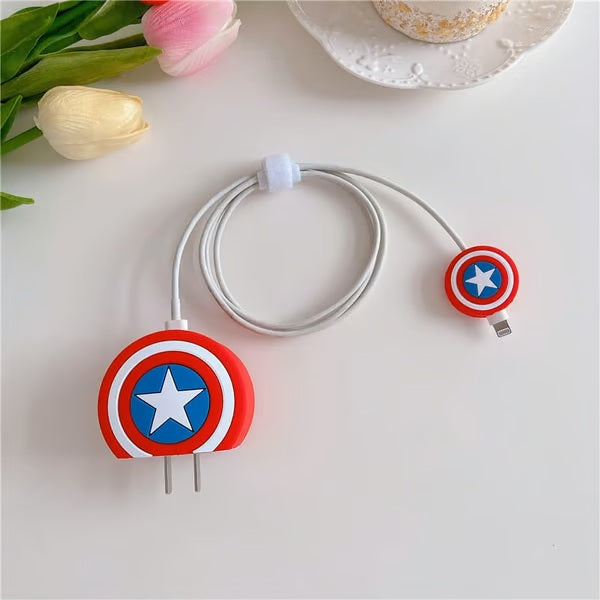 Captain America charger case & protector Cable APPLE IPHONE SILICON CASE Stylish and durable USB charger