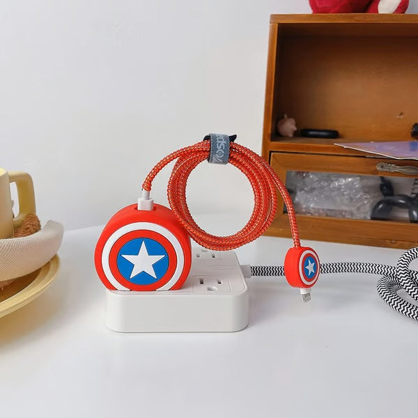 Captain America charger case & protector Cable APPLE IPHONE SILICON CASE Stylish and durable USB charger