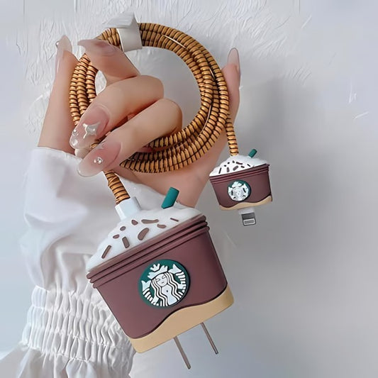 Coffee Cup starbucks charger case & protector Cable APPLE IPHONE SILICON CASE Fun and quirky coffee-themed charging accessory
