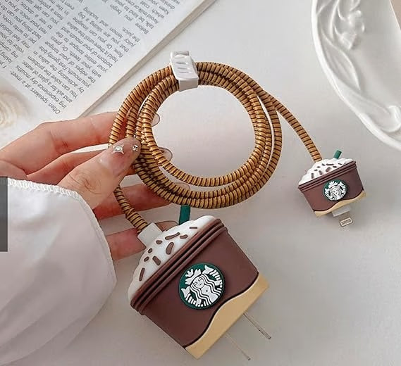Coffee Cup starbucks charger case & protector Cable APPLE IPHONE SILICON CASE Fun and quirky coffee-themed charging accessory