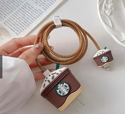 Coffee Cup starbucks charger case & protector Cable APPLE IPHONE SILICON CASE Fun and quirky coffee-themed charging accessory