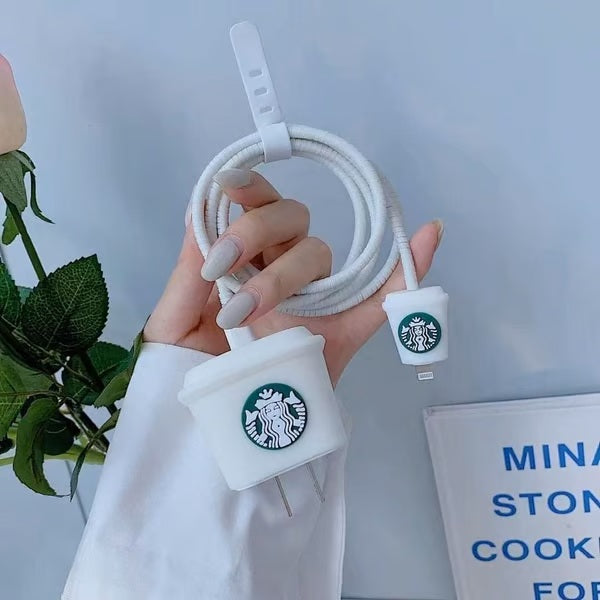 Coffee Cup starbucks charger case & protector Cable APPLE IPHONE SILICON CASE Fun and quirky coffee-themed charging accessory