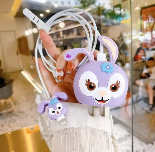 Cute Bunny charger case & protector Cable APPLE IPHONE SILICON CASE Adorable and functional phone charger