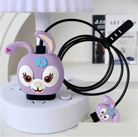 Cute Bunny charger case & protector Cable APPLE IPHONE SILICON CASE Adorable and functional phone charger