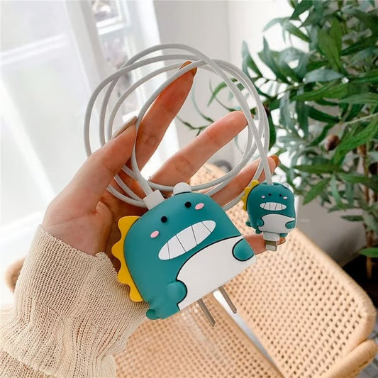 Cute Dinosaur charger case & protector Cable APPLE IPHONE SILICON CASE Adorable and functional charging accessory