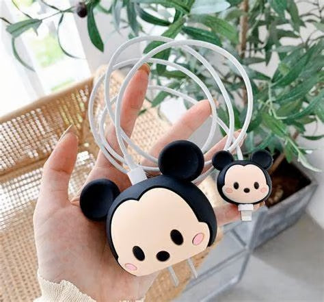 Cute Mickey Mouse charger case & protector Cable APPLE IPHONE SILICON CASE Adorable design with functional use