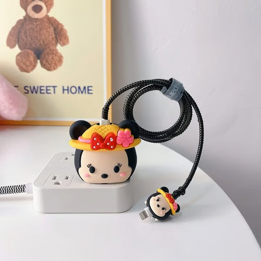 Cute Mickey Mouse charger case & protector Cable APPLE IPHONE SILICON CASE Adorable design with functional use