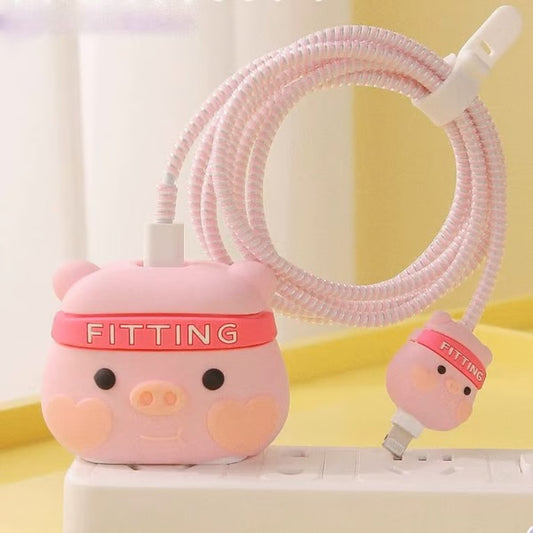 Cute Piggy charger case & protector Cable APPLE IPHONE SILICON CASE Adorable and functional pig-themed USB charger