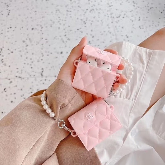 Cute Protective SILICON Airpods Case Cover With Chain For Airpods 1/2 Stylish and Protective