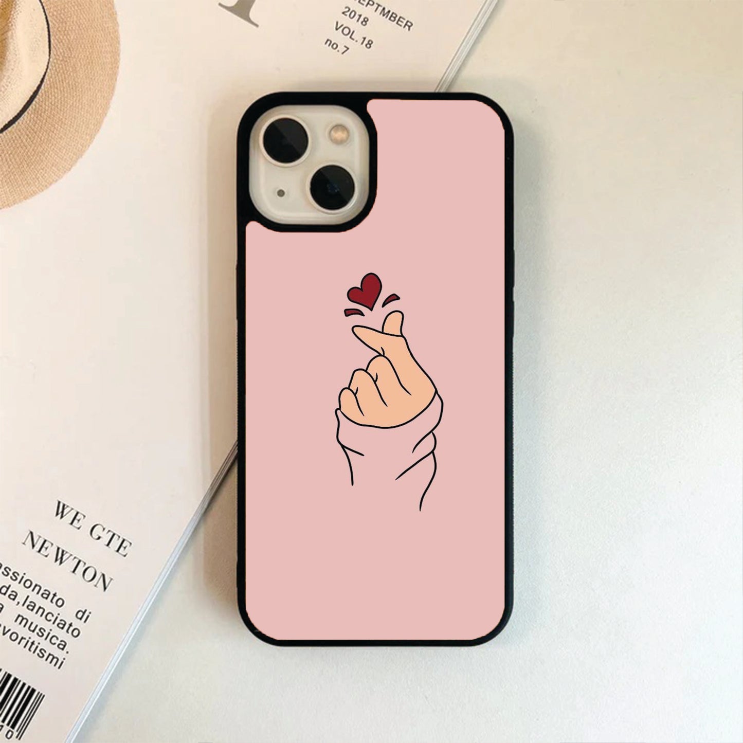 Pink Hand On Heart Glass Case / Cover