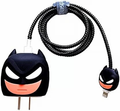 Superhero Batmen charger case & protector Cable APPLE IPHONE SILICON CASE Fast charging cable with superhero-themed adapter