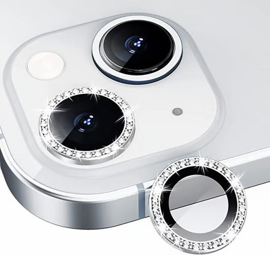 iPhone 13 Series Diamond Camera Lens Protector for Apple | HD Clear Real Glass Protection + Metal Alloy Full Fit Lens Ring Cover Sparkling diamond-encrusted camera lens protector